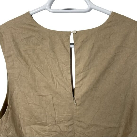 NWT Banana Republic Tan Linen Romper Short Safari Style Stretch V-Neck Size 14 - Picture 8 of 14